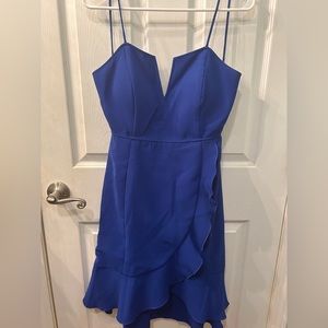 Blue backless semi formal cocktail dress